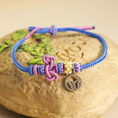 Chinese Style Wenchang Knot Students China Chic Young Men And Women Lucky Bracelet Peach Blossom Coil Woven Hand Rope Gift  Holi