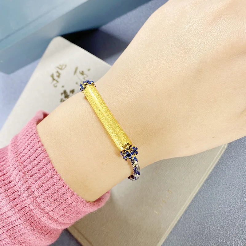Handmade Peach Blossom Knot Hand Eight Stranded Braid Four Sided Buddha Semi Finished Braided Rope Bracelet With Bead Pendant  H